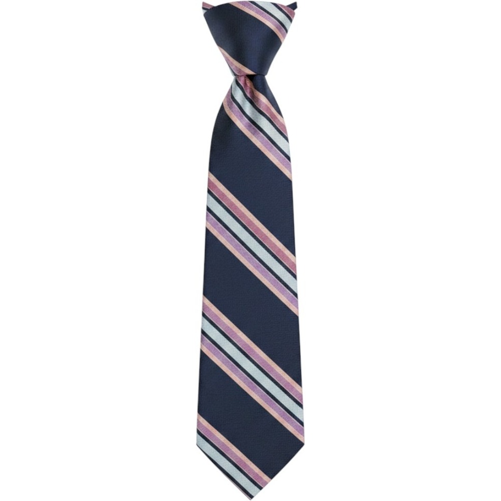 Oakton Ltd 100% Silk Neck Tie Navy Pink Blue Stripe USA Classic Mens Necktie